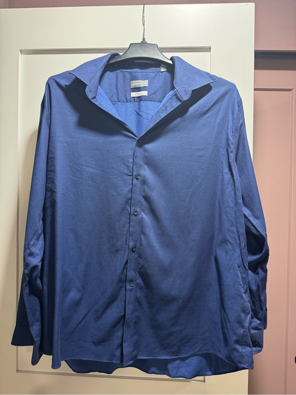 Michael Kors Navy Blue Long-Sleeve Dress Shirt